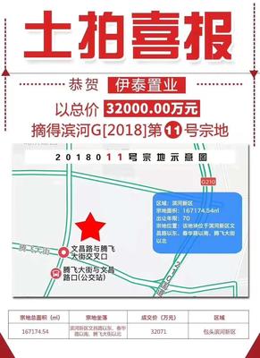 【拿地快訊】伊泰置業(yè)首進包頭 32000萬元拿地濱河新區(qū)